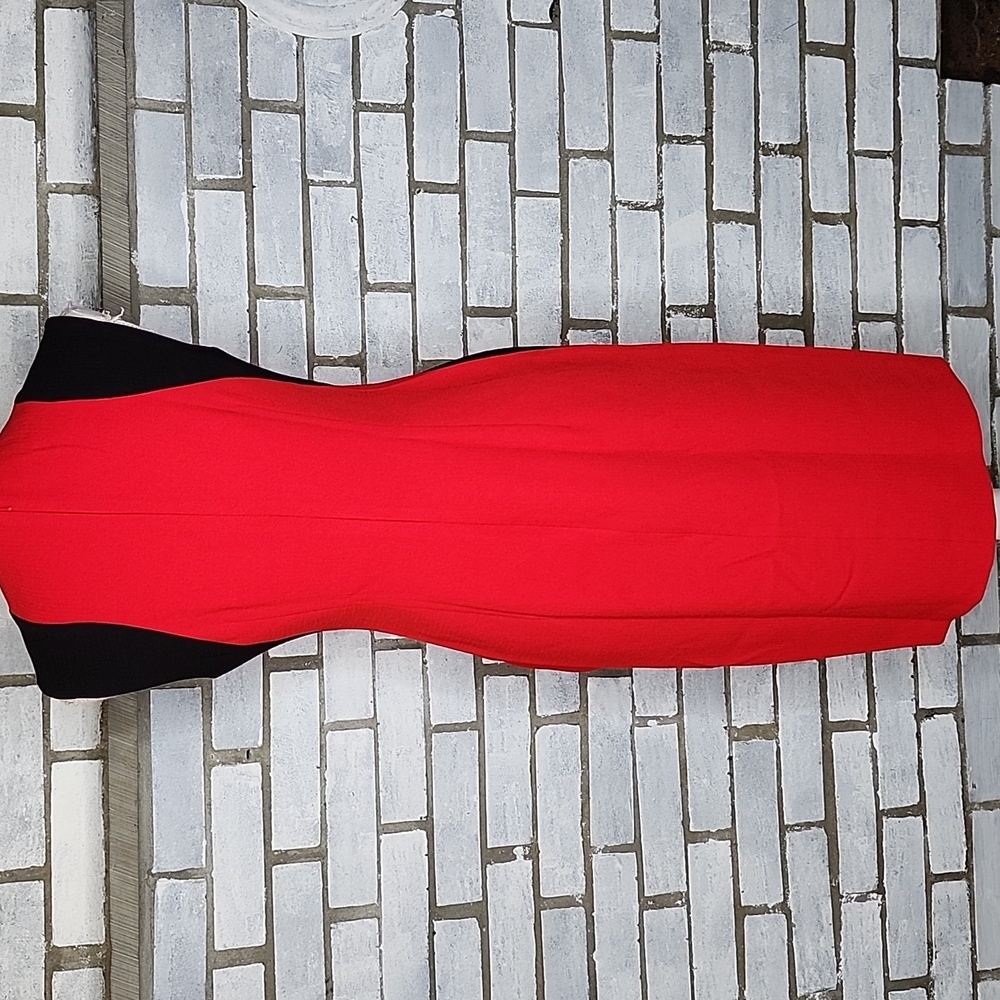 Jones New York Dress Sleeveless Sheath Colorblock Dress Size 2 Red & Black - Picture 4 of 11